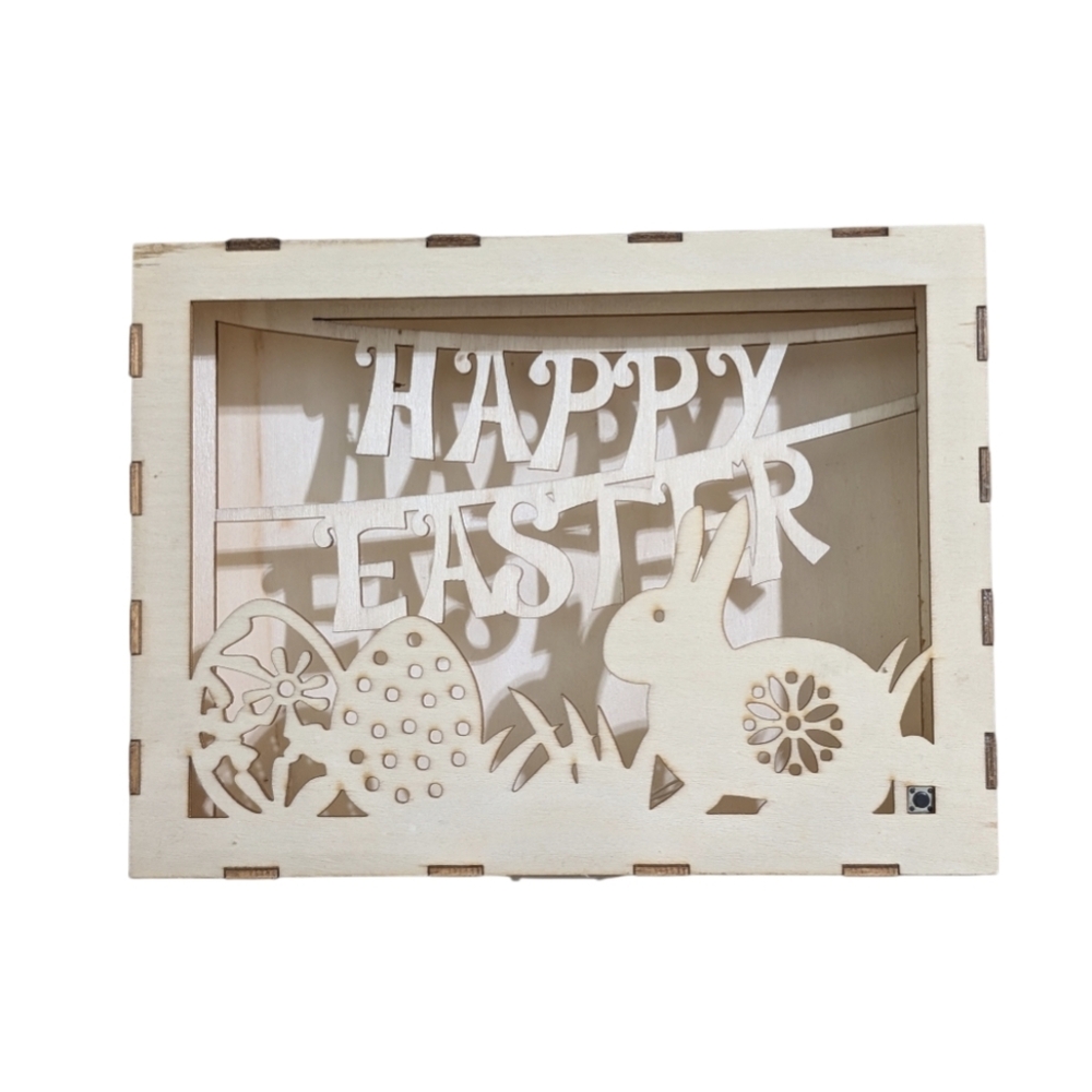 🐰 Easter Decor With LED Light- Natural Wood